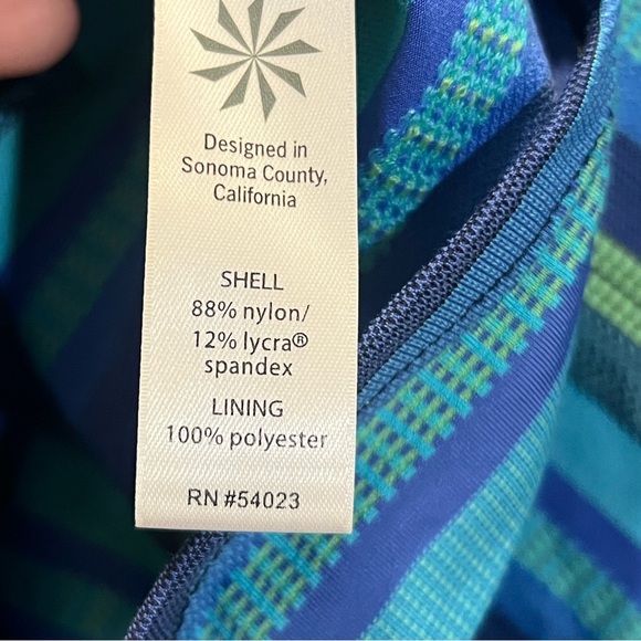 Athleta Tulum T Back Tankini Top Navy Blue Stripes - Picture 6 of 6